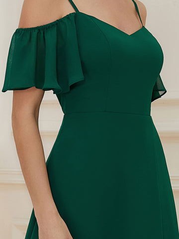 EVER-PRETTY Cold Shoulder Split Thigh Bridesmaid Dress