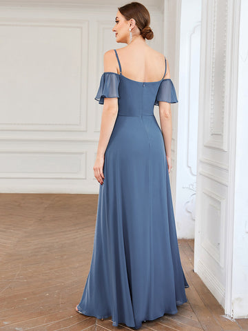 EVER-PRETTY Cold Shoulder Split Thigh Chiffon Bridesmaid Dress