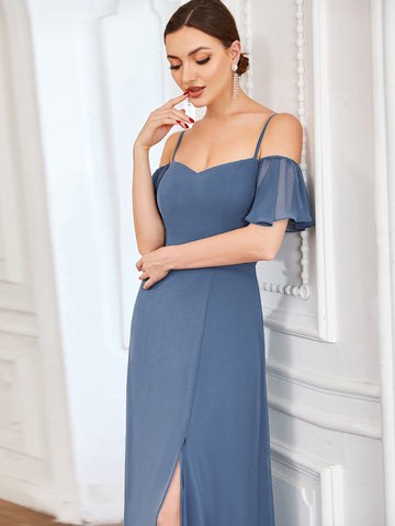 EVER-PRETTY Cold Shoulder Split Thigh Chiffon Bridesmaid Dress
