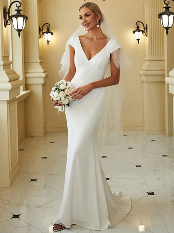 EVER-PRETTY Contrast Guipure Lace Mermaid Hem Wedding Dress Without Veil