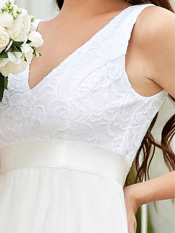 EVER-PRETTY Contrast Lace Asymmetrical Hem Wedding Dress