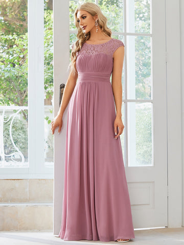EVER-PRETTY Contrast Lace Chiffon Bridesmaid Dress