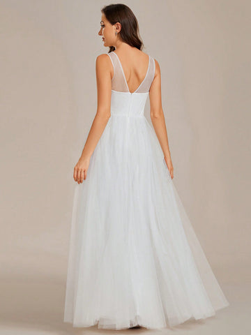 EVER-PRETTY Contrast Lace Mesh Wedding Dress