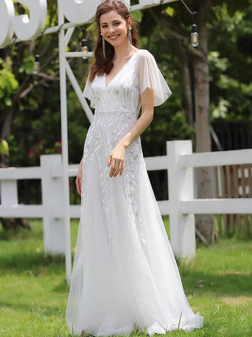 EVER-PRETTY Contrast Sequin Plants Detail Mesh Prom Dress