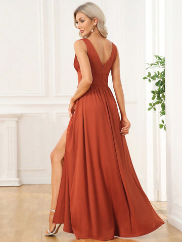 EVER-PRETTY Deep V-Neck Sexy A-Line Sleeveless Bridesmaid Dress