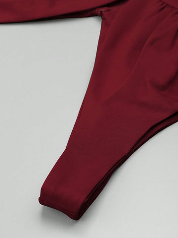 EVER-PRETTY Double V Neck High Waist Split Formal Dress