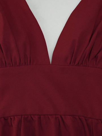 EVER-PRETTY Double V Neck High Waist Split Formal Dress