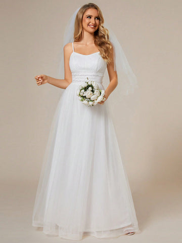 EVER-PRETTY Elegant Backless Sequin Chain Wedding Dress