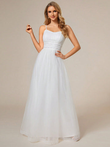 EVER-PRETTY Elegant Backless Sequin Chain Wedding Dress