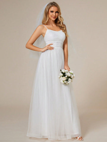 EVER-PRETTY Elegant Backless Sequin Chain Wedding Dress