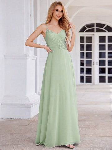 EVER-PRETTY Elegant Sleeveless V-Neck Embroidered A-Line Evening Dress