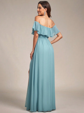 EVER-PRETTY Elegant Off Shoulder Ruffle Bridesmaid Dress