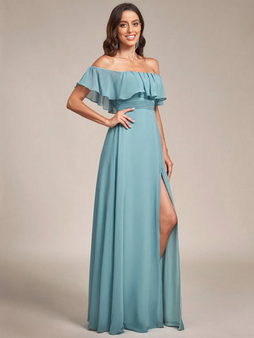 EVER-PRETTY Elegant Off Shoulder Ruffle Bridesmaid Dress