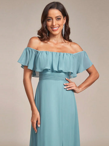 EVER-PRETTY Elegant Off Shoulder Ruffle Bridesmaid Dress