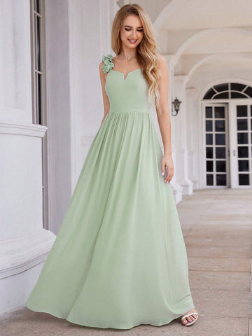 EVER-PRETTY Elegant One Shoulder 3D Floral Evening Dress