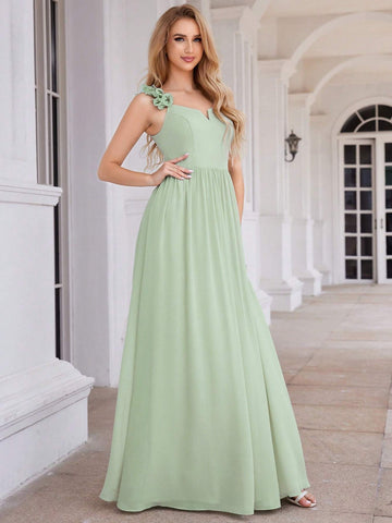 EVER-PRETTY Elegant One Shoulder 3D Floral Evening Dress