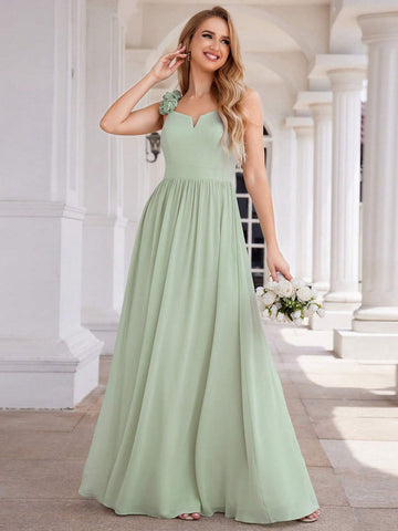 EVER-PRETTY Elegant One Shoulder 3D Floral Evening Dress