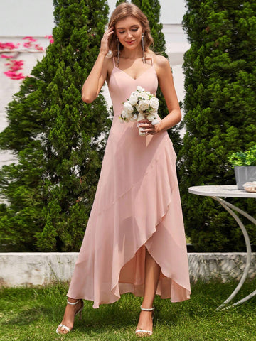 EVER-PRETTY Elegant Ruffled Bridesmaid Dress With Spaghetti Straps