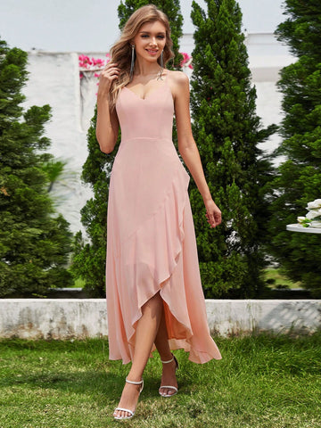 EVER-PRETTY Elegant Ruffled Bridesmaid Dress With Spaghetti Straps
