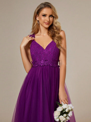 EVER-PRETTY Elegant Sleeveless Lace Panel Backless Wedding Dress