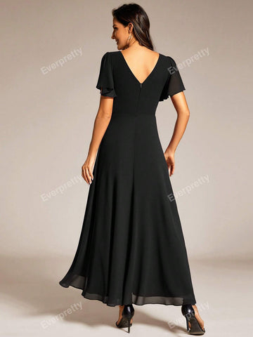EVER-PRETTY Women Elegant Chiffon Asymmetric Hem Dress