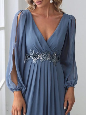 EVER-PRETTY Elegant Women's Bridesmaid Dress With Flower Applique