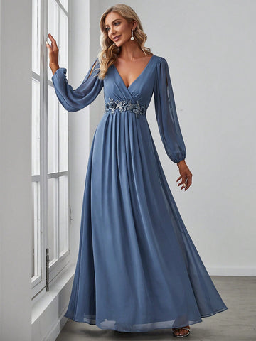 EVER-PRETTY Elegant Women's Bridesmaid Dress With Flower Applique