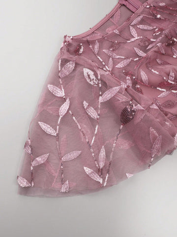 EVER-PRETTY Embroidery & Sequin Bodice Mesh Prom Dress