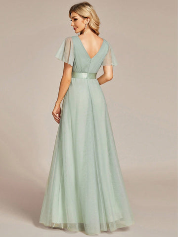 EVER-PRETTY Flutter Sleeve Mesh Bridesmaid Dress