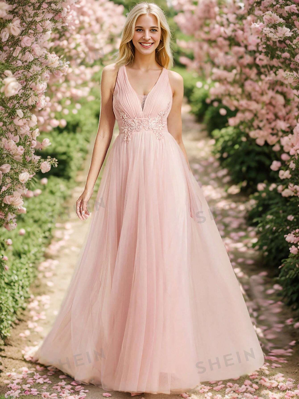 EVER-PRETTY Guipure Lace Appliques Mesh Formal Dress