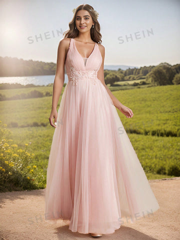 EVER-PRETTY Guipure Lace Appliques Mesh Formal Dress