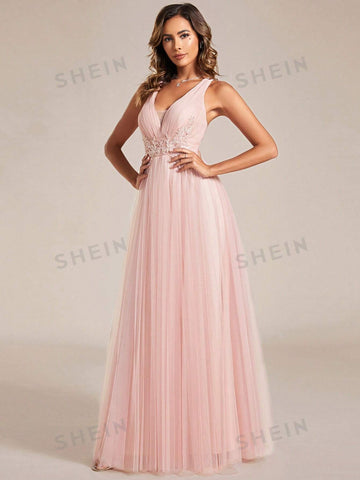 EVER-PRETTY Guipure Lace Appliques Mesh Formal Dress