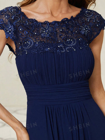 EVER-PRETTY Guipure Lace Insert Chiffon Bridesmaid Dress
