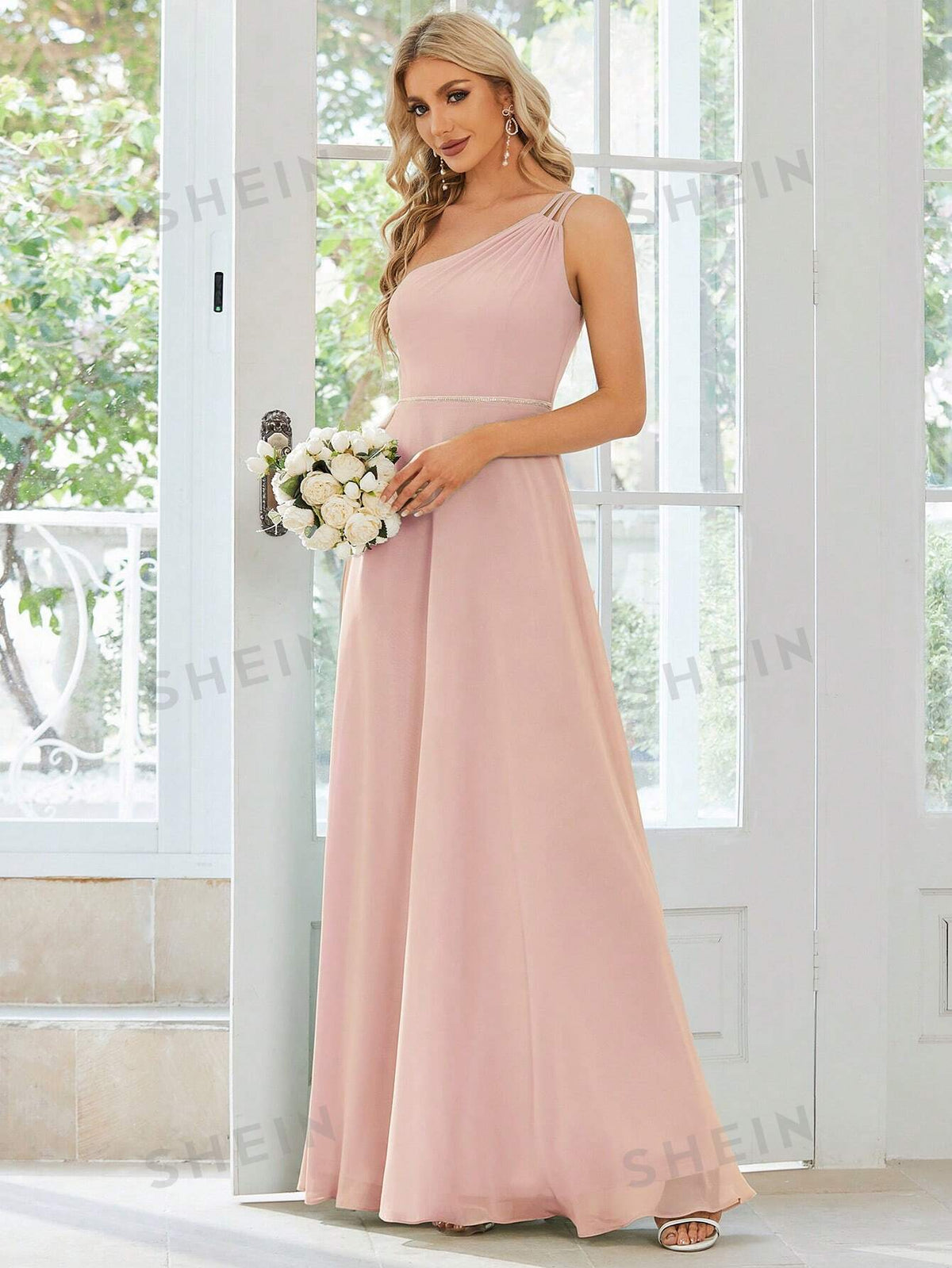 EVER-PRETTY One Shoulder Chiffon Bridesmaid Dress