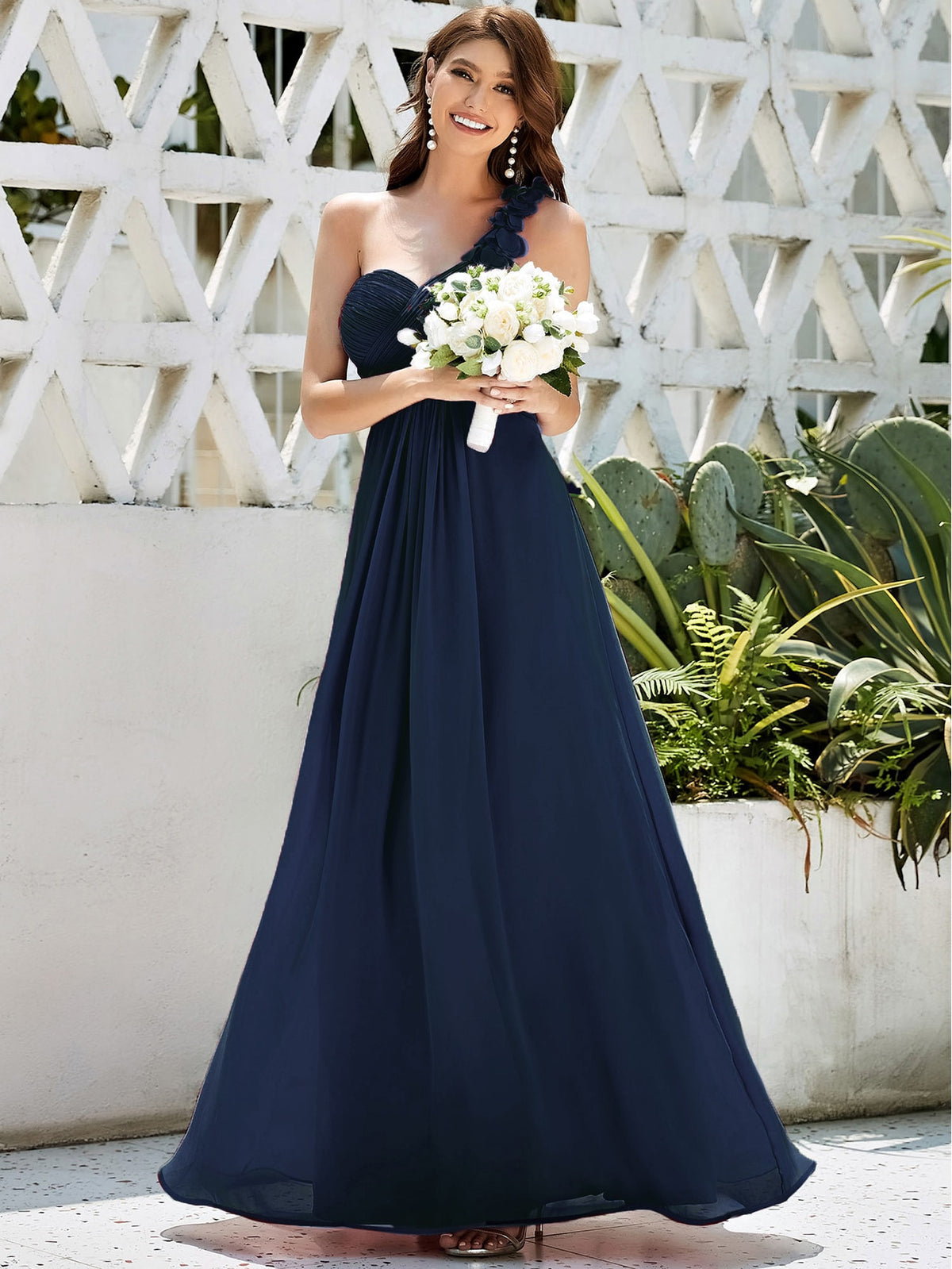 EVER-PRETTY One Shoulder Ruched Bodice Prom Dress
