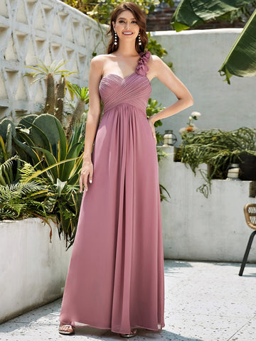 EVER-PRETTY One Shoulder Ruched Bodice Prom Dress
