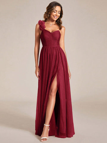 EVER-PRETTY One Shoulder Split Thigh Wedding Dress