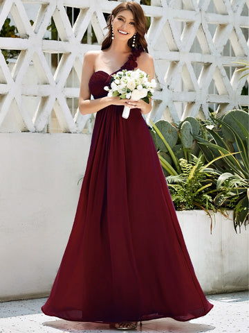 EVER-PRETTY One Shoulder Sweetheart Neck Ruched Bodice Bridesmaid Dress
