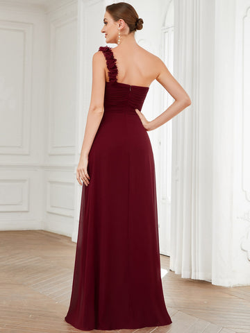 EVER-PRETTY One Shoulder Sweetheart Neck Ruched Bodice Bridesmaid Dress