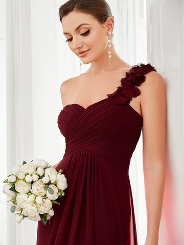 EVER-PRETTY One Shoulder Sweetheart Neck Ruched Bodice Bridesmaid Dress