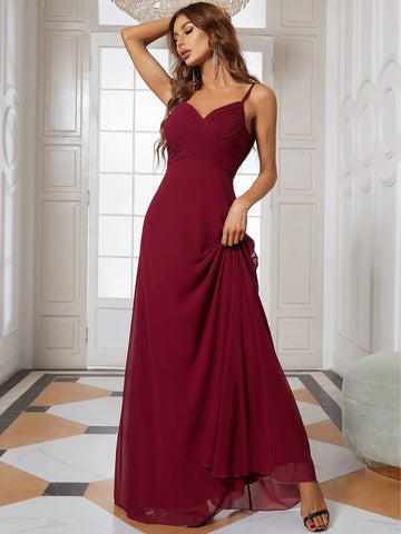 EVER-PRETTY Plisse Cross Wrap Front Draped Backless Cami Dress
