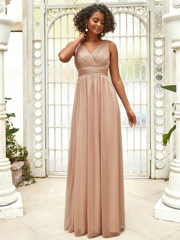 EVER-PRETTY Plisse Zip Back Chiffon Bridesmaid Dress