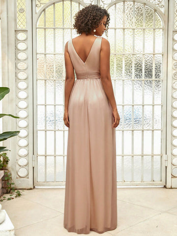 EVER-PRETTY Plisse Zip Back Chiffon Bridesmaid Dress