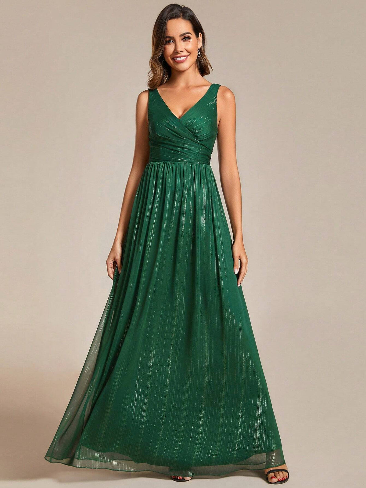 EVER-PRETTY Plunging Neck Contrast Backless Bridesmaid Dress