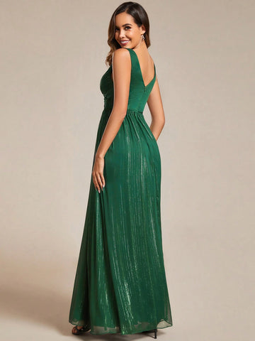 EVER-PRETTY Plunging Neck Contrast Backless Bridesmaid Dress