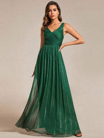 EVER-PRETTY Plunging Neck Contrast Backless Bridesmaid Dress