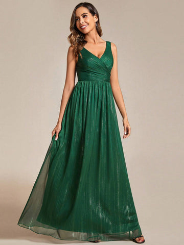 EVER-PRETTY Plunging Neck Contrast Backless Bridesmaid Dress