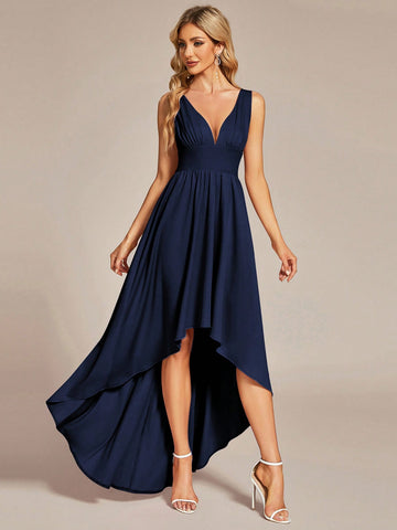 EVER-PRETTY Plunging Neck High Low Hem Dress