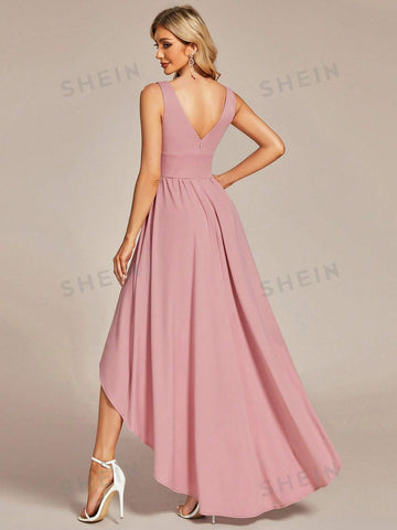 EVER-PRETTY Plunging Neck High Low Hem Dress