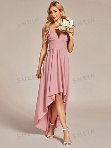 EVER-PRETTY Plunging Neck High Low Hem Dress